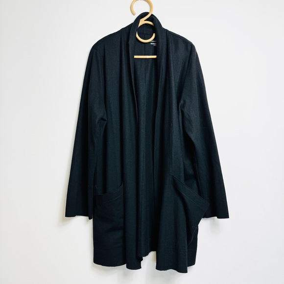 Eileen Fisher 100% wool shawl high collar thin jacket - Picture 7 of 14